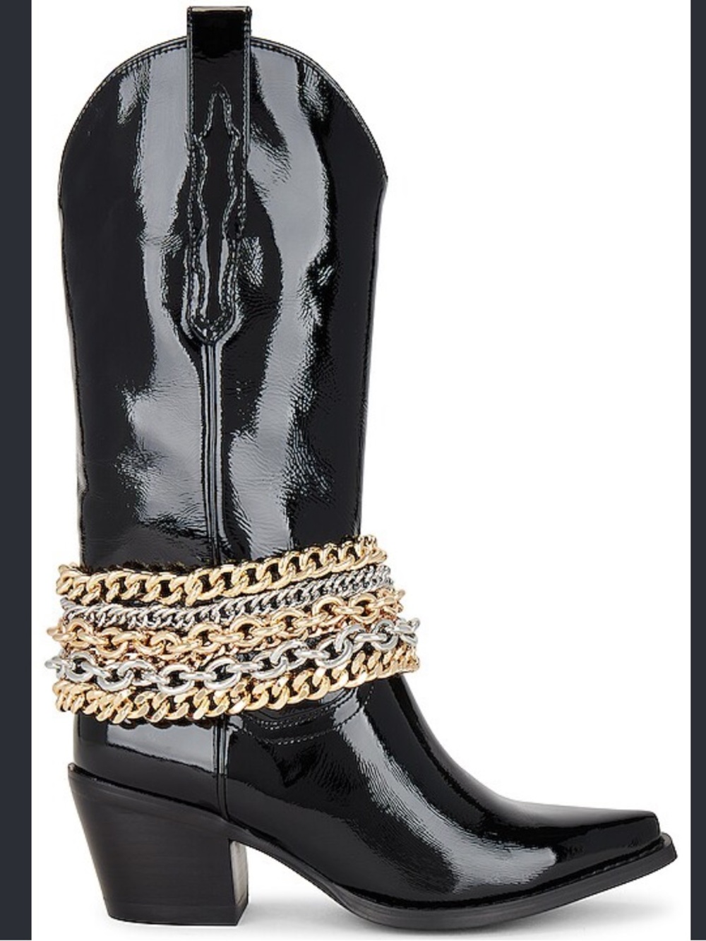 NWOB Jeffrey Campbell Dagget Black Chain Heeled Boots Size 7